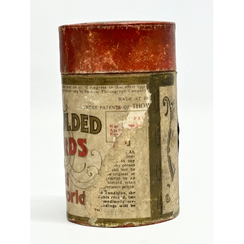 437 - An Edison Gold Moulded Records container. 11.5cm