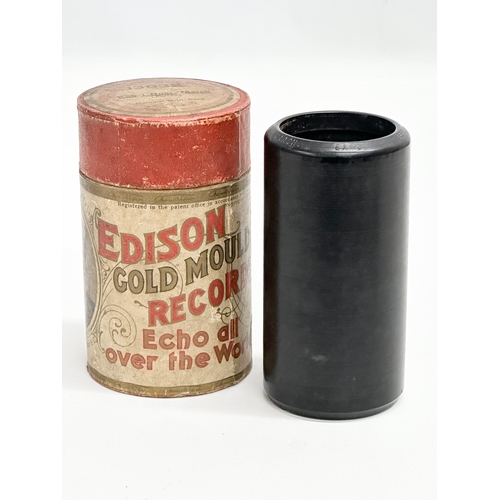 437 - An Edison Gold Moulded Records container. 11.5cm