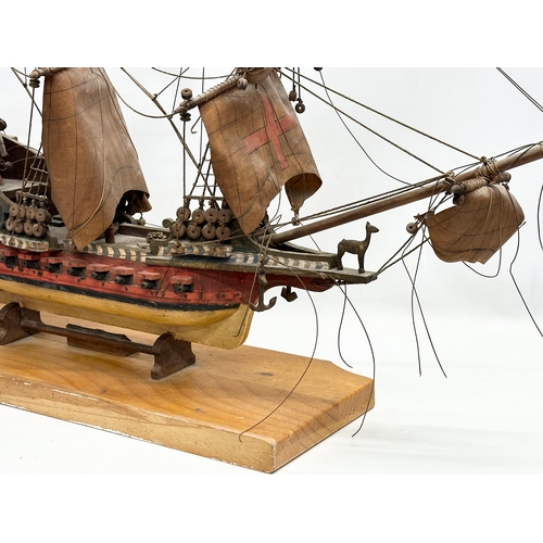 212 - An Early 20th Century model of The Golden Hind. Master Thomas Cuttil. Captain Sir Francis Drake. Shi... 