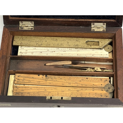 39 - A Late 19th Century draughtsman set in rosewood case. P.M. & Co. 20x14x5cm