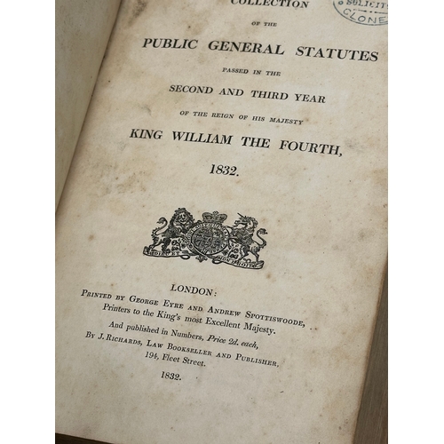 296 - A collection of 19th Century Statutes United Parliament books. 1840’s, 1850’s and 1870’s