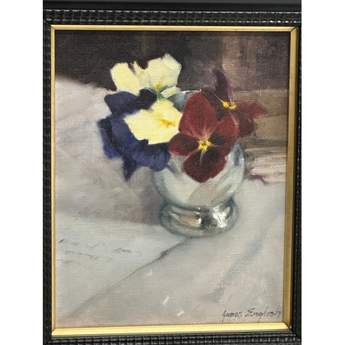 43 - James English RHA. Oil on board. Silver Bouquet. 20x25cm. Frame 38x43cm