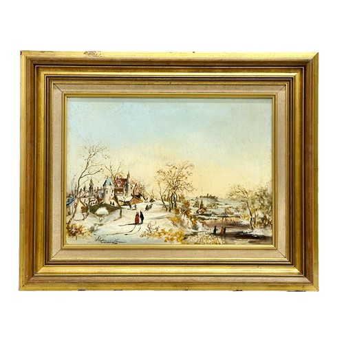 284 - William Cunningham. Oil on canvas. Newly Fallen Snow. 34.5cm x 24.5cm. 50cm x 40cm with frame.