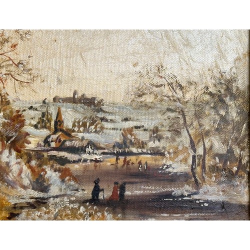 284 - William Cunningham. Oil on canvas. Newly Fallen Snow. 34.5cm x 24.5cm. 50cm x 40cm with frame.