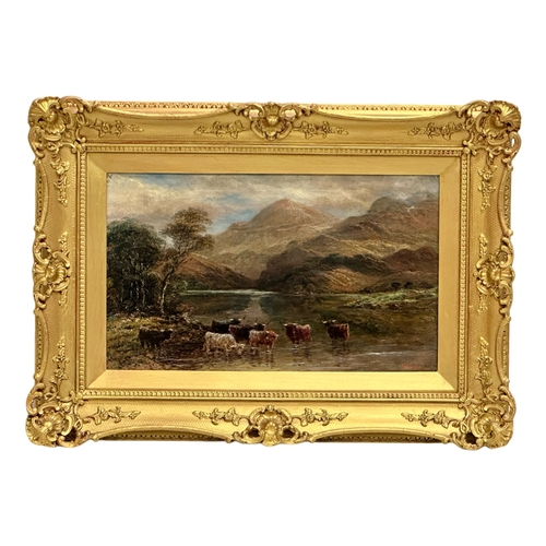 288 - A. Lewis. Oil on canvas. Highlands in the Stream. Dated 1910. In original gilt frame. 51cm x 31cm. F... 