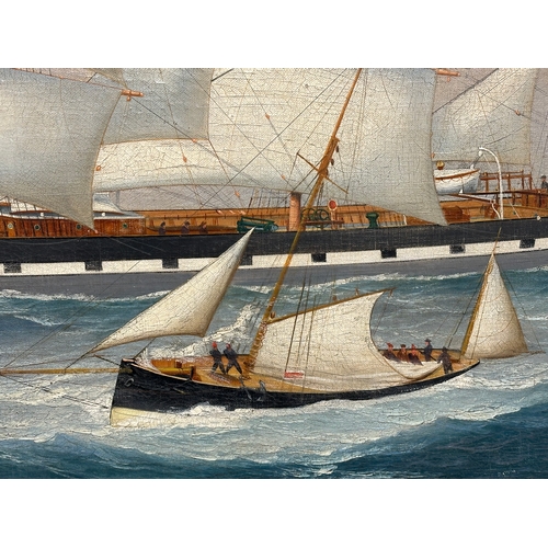 45 - John Henry Mohrmann (1857-1916) oil on canvas. Rothesay Bay Sailing Ships. Dated 1899. 100cm x 59cm.... 