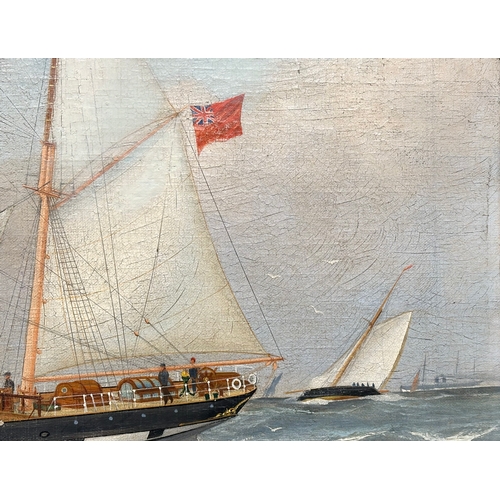 45 - John Henry Mohrmann (1857-1916) oil on canvas. Rothesay Bay Sailing Ships. Dated 1899. 100cm x 59cm.... 