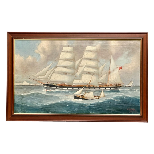 45 - John Henry Mohrmann (1857-1916) oil on canvas. Rothesay Bay Sailing Ships. Dated 1899. 100cm x 59cm.... 