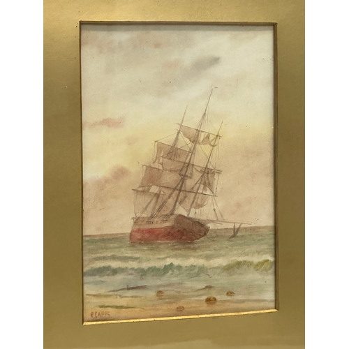 322 - 2 Late 19th/Early 20th Century watercolour drawings by D. Capps. 19x27cm. Frame 35x43cm. 24x16cm. Fr... 