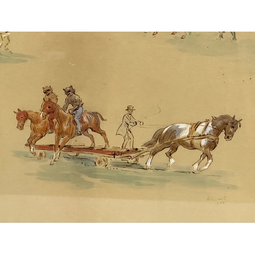 45A - W. Roberts. 2 pen and ink watercolour drawings by W. Roberts. Dated 1932-1933. 37x25cm. Frame 45x33c... 