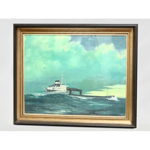 294D - C. MacConraoi. Large oil on board. 76x60cm. Frame 89x73cm.