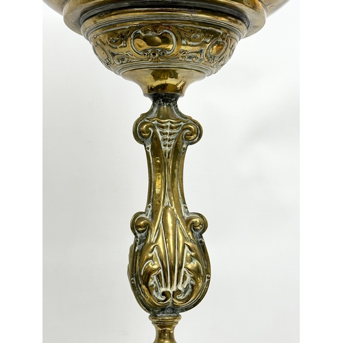 55 - A large Late 19th Century ecclesiastical brass planter. 35x92cm.