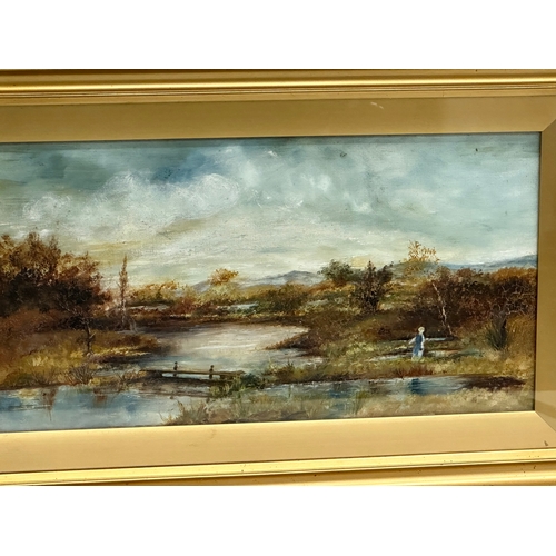 268 - A Late 19th/Early 20th Century oil painting. Lingering Autumn Millais. 45x24cm. Frame 58x37cm