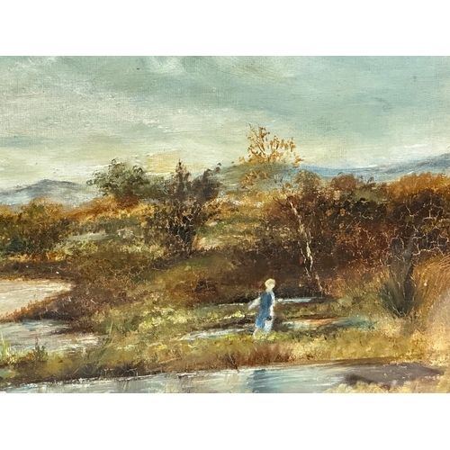 268 - A Late 19th/Early 20th Century oil painting. Lingering Autumn Millais. 45x24cm. Frame 58x37cm