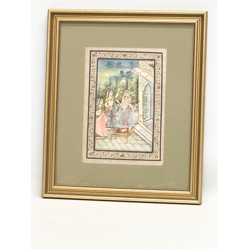 330 - An Early 20th Century Indian oil on silk. 18x25cm. Frame 34.5x40.5cm.