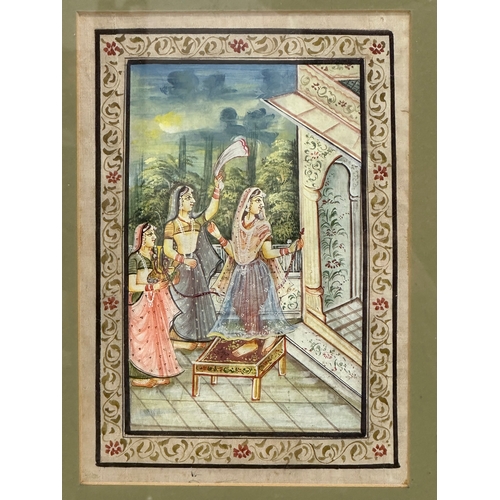 330 - An Early 20th Century Indian oil on silk. 18x25cm. Frame 34.5x40.5cm.