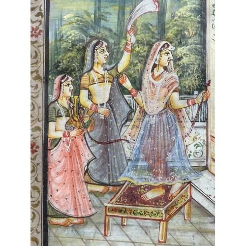 330 - An Early 20th Century Indian oil on silk. 18x25cm. Frame 34.5x40.5cm.