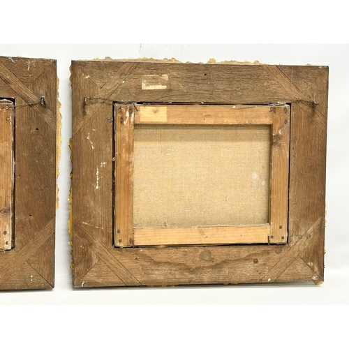 332 - A pair of 19th Century oils on canvas in the manner of Vicente De Paredes. 29x23cm. Frame 44x38cm.