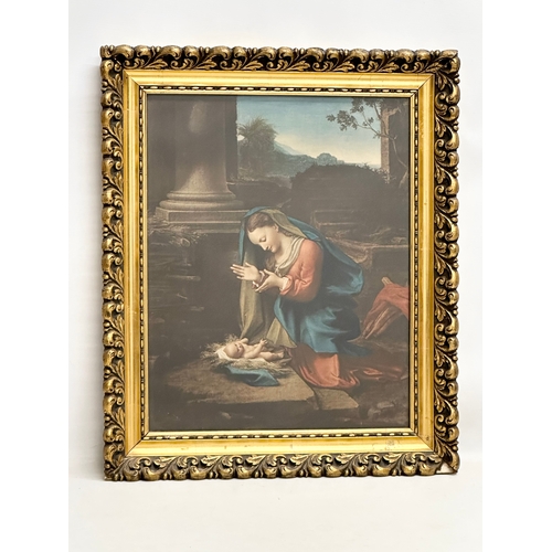 333 - A Late 19th Century Victorian gilt framed Madonna & Child. 50x60cm