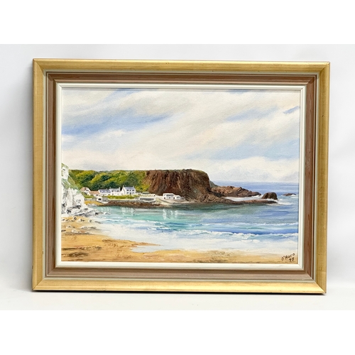 378 - O’Hara. A large oil on canvas by O’Hara. Antrim Coast. 61x45cm. Frame 74x58cm.