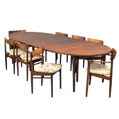 805 - A excellent quality Danish Henry Rosengren Hansen Mid Century rosewood extending dining table with 8... 