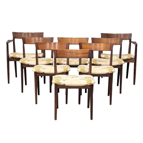 805 - A excellent quality Danish Henry Rosengren Hansen Mid Century rosewood extending dining table with 8... 