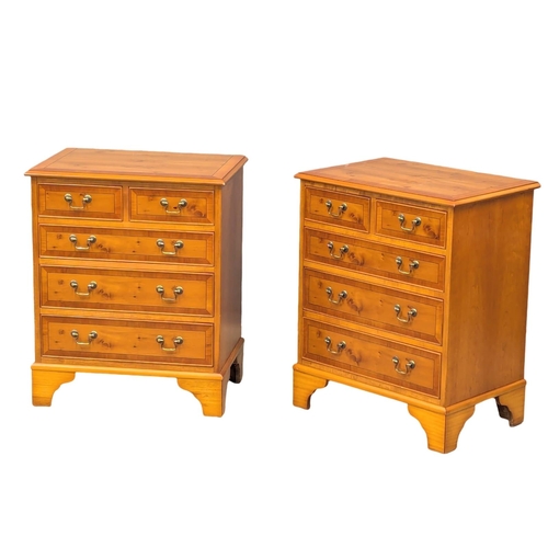 813 - A pair of Georgian style inlaid yew wood chest of drawers on bracket feet. 62.5x41.5x76cm. 3