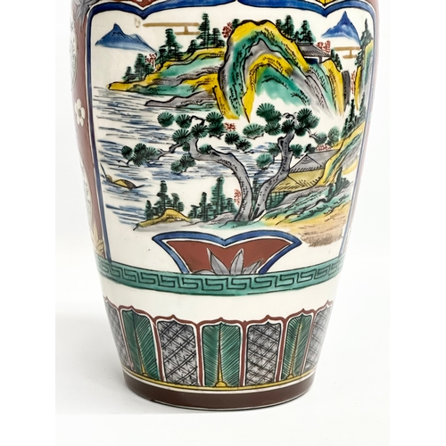 347 - A large Japanese Ko Kutani hand painted vase. 19x36cm