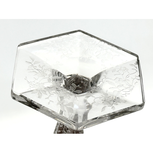 351 - An Early 20th Century Fostoria etched glass candlestick. Circa 1920. 10x20cm