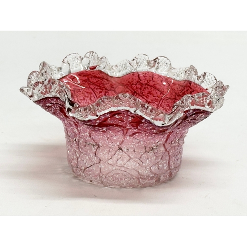 366A - J. H. Hobbs, Brockunier & Co. A Late 19th Century Snowstorm Rubina glass bowl on silver plated stand... 