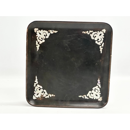 360 - An Early 20th Century East Asian lacquered box with matching tray and mother of pearl inlay. Tray 22... 