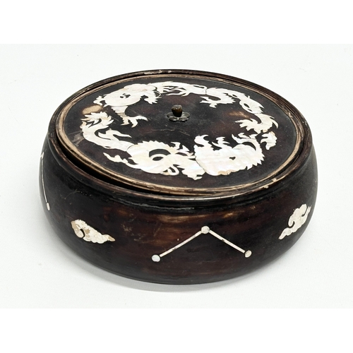 360 - An Early 20th Century East Asian lacquered box with matching tray and mother of pearl inlay. Tray 22... 