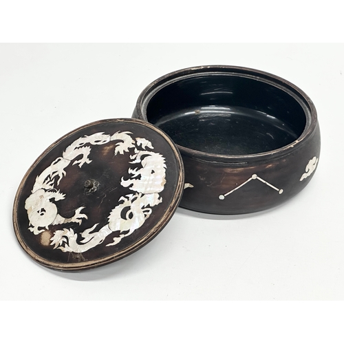 360 - An Early 20th Century East Asian lacquered box with matching tray and mother of pearl inlay. Tray 22... 