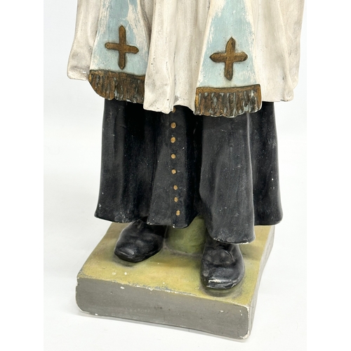 34 - André César Vermare. A large Early 20th Century religious statue of ‘St Jean Vianney’ stamped A. Ver... 