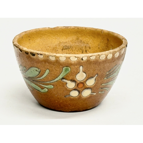 311 - A small Early 20th Century glazed stoneware bowl in the manner of Auguste Delaherche. 11.5x6.5cm.