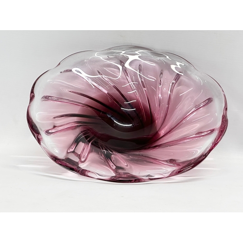 385 - A Mid 20th Century Bohemian glass bowl designed by Josef Hospodka for Chribska. 29x8cm