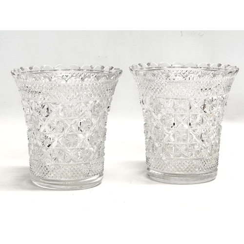 252 - Webb Crystal. A pair of Early 20th Century Webb Star Cut vases with scalloped rims. Circa 1906-1915.... 