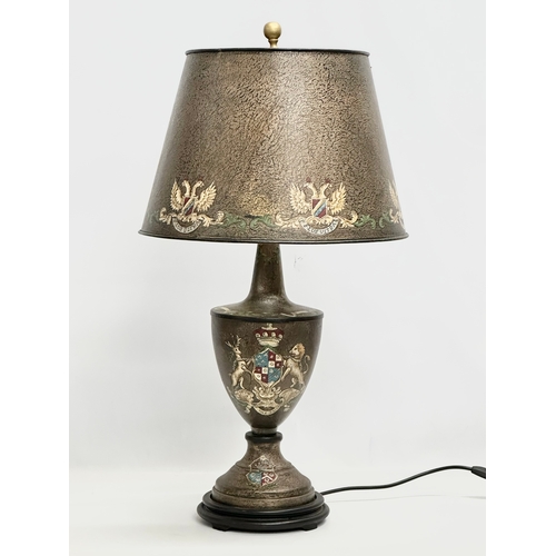 380 - A large toleware table lamp. 43x84cm