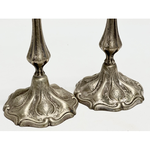 395 - A pair of Early 20th Century Cambridge Silver Plate candlesticks. W&Co. Circa 1910. 13.5x26cm