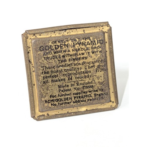 320D - A vintage Golden Pyramid Talking Machine Needles tin. 6.5cm