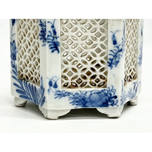 246B - An Early 20th Century Japanese blue and white pierced pottery planter. Late Meiji/Early Taishō Perio... 