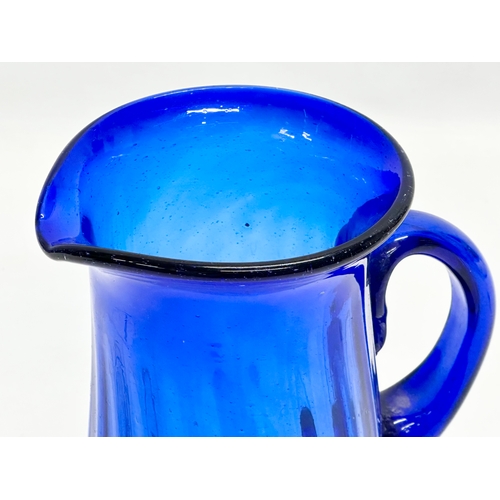 246H - A Late 19th Century Bristol Blue water jug. 16x13x22cm