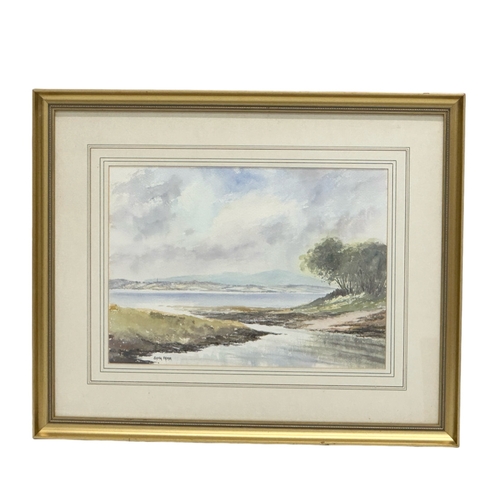 360D - Sheila Garland Palmer MBE. Watercolour drawing. Saltwater Brig. 36cm x 25.5cm. Frame 55cm x 45cm.