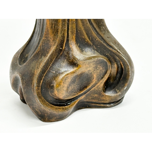 246L - Francesco Flora. A large signed Late 19th Century bronzed spelter Art Nouveau vase by Francesco Flor... 