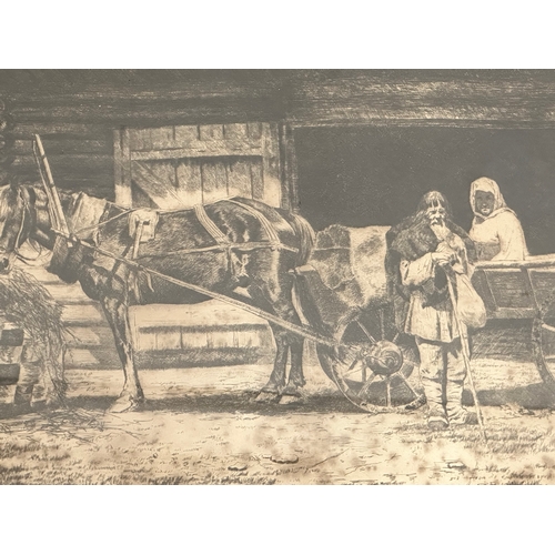 360G - Karel Boom/Charles Boom (1858-1939) signed etching. 36.5cm x 25cm. Frame 47.5cm x 37.5cm