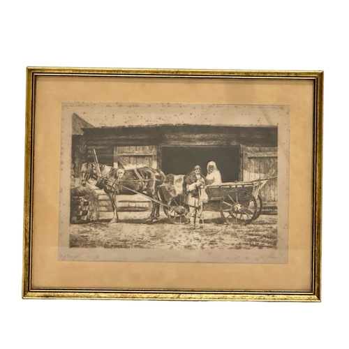 360G - Karel Boom/Charles Boom (1858-1939) signed etching. 36.5cm x 25cm. Frame 47.5cm x 37.5cm