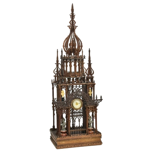 804 - A late Late 19th Century Cathedral Clock in showcase. The British United Clock Company. Circa 1880s.... 