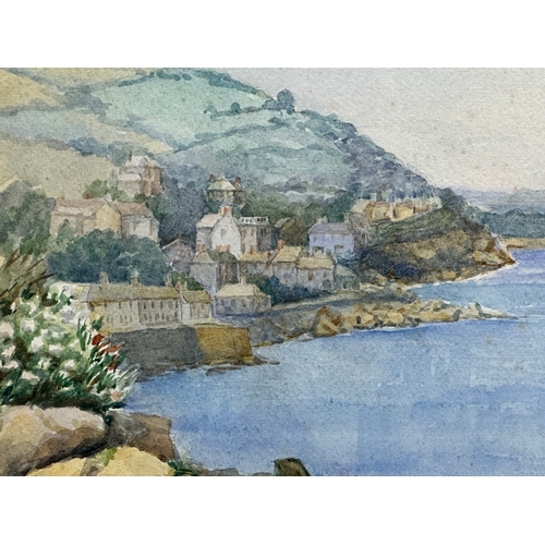 380B - D. Pritchett. Watercolour drawing. Mousehole Cornwall. 37cm x 27cm. Frame 56cm x 47.5cm.