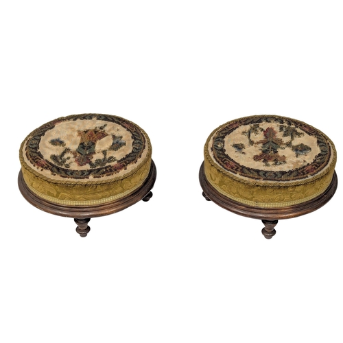 1163 - A pair of Victorian footstools with original beadwork upholstery. (3)