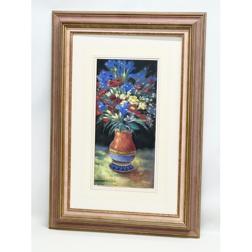 350C - Anthony Orme. A pastel on paper. Still Life flowers. 24x50cm. Frame 60x87cm.